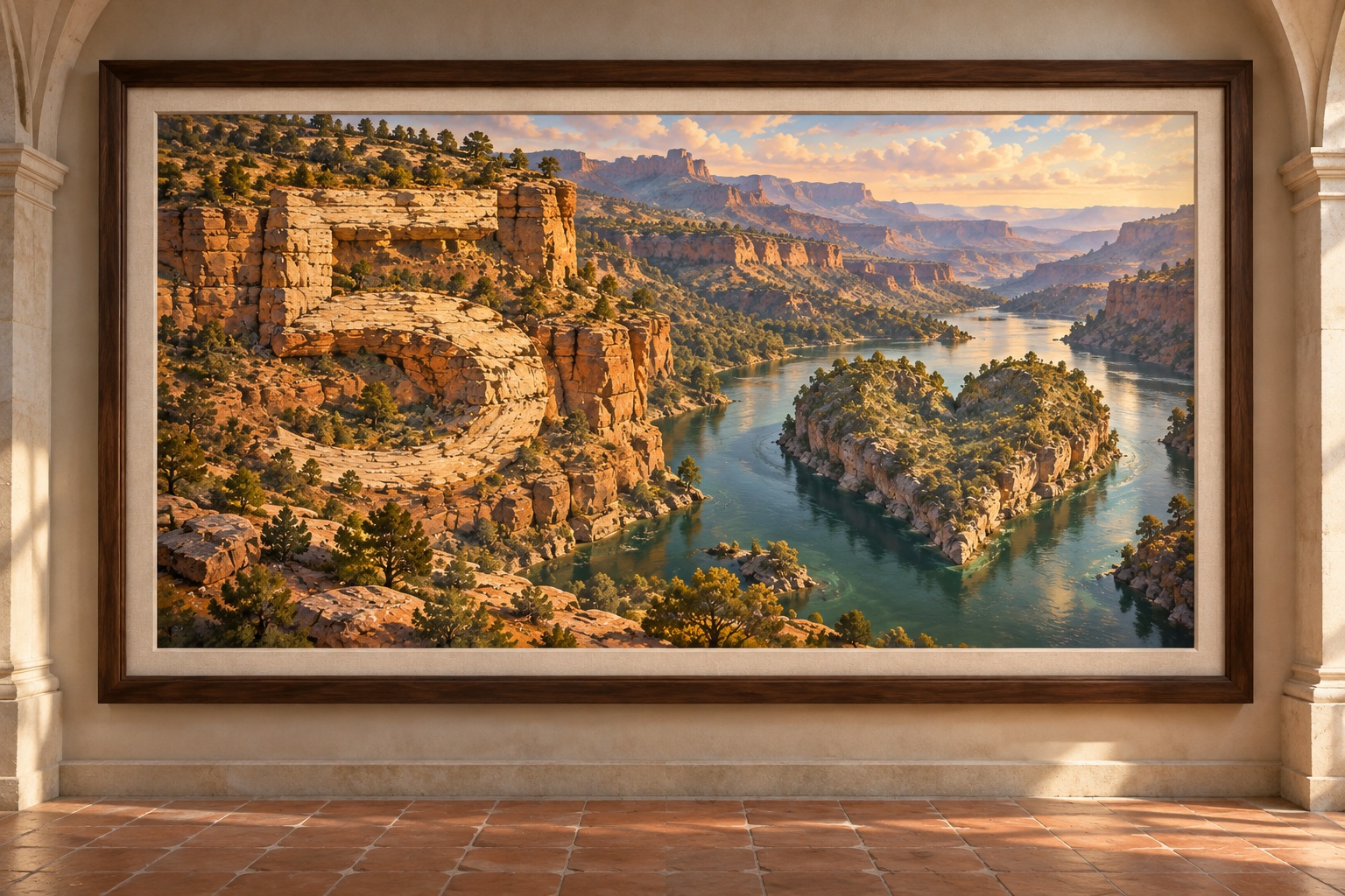 Paysage encadré : 5 de cœur